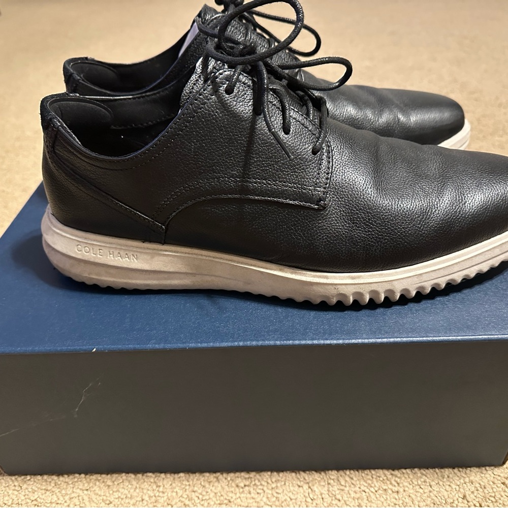 Cole Haan Black Leather Grand Oxford Shoes